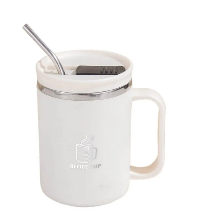 Double-Wall Mug 304 Stainless Steel with Drinking Straw Insulated Coffee Cup Large Capacity Heat-resistant Thermal Water Cup - Eagle 