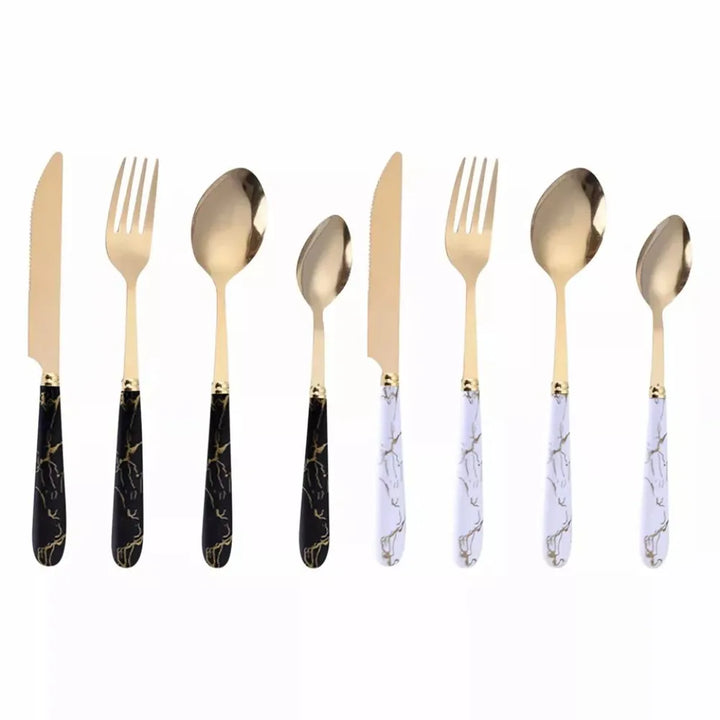 Fashion 24pcs Cutlery Set Stainless Steel Metal Gift Tableware Forks Spoons Kits Dinnerware Home School Kitchen - Eagle 
