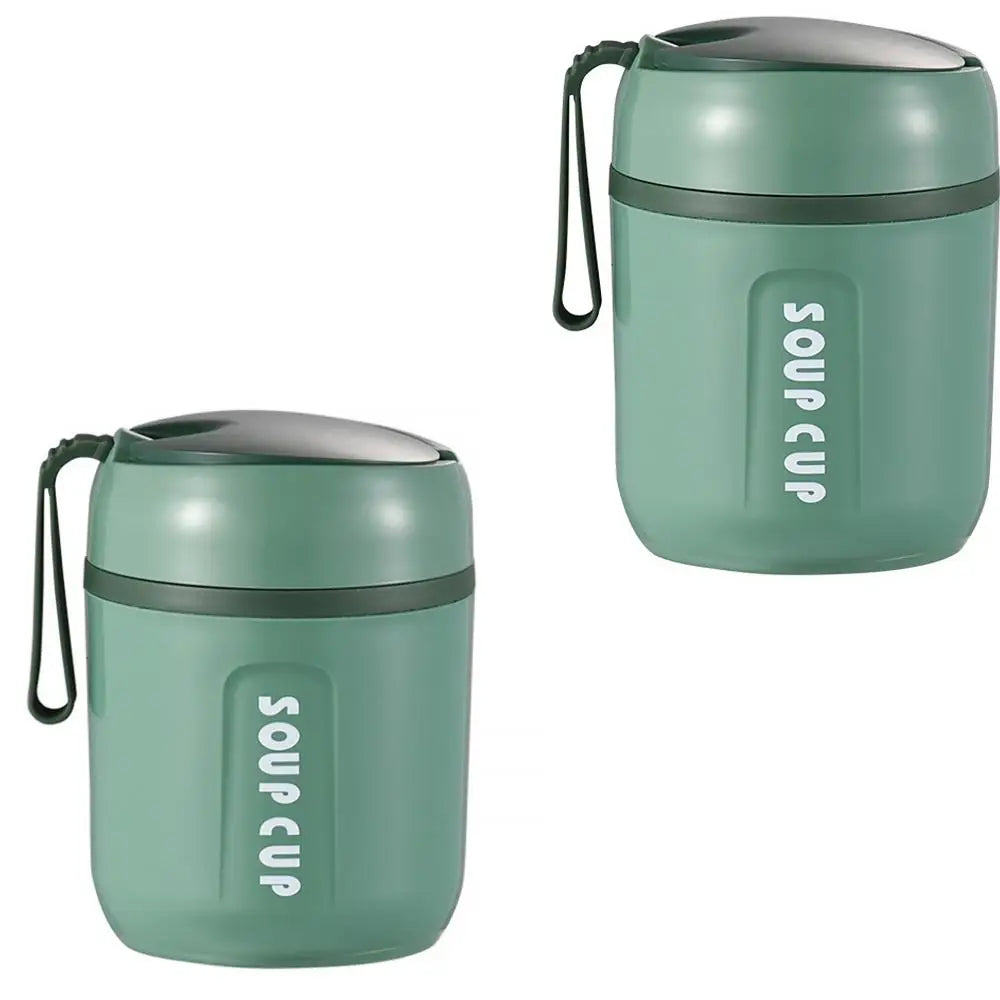 480ml Lunch Flask Stainless Steel Thermos Cup With Foldable Spoon Portable Food Flask Leak Proof Soup Flask For Kids Adult