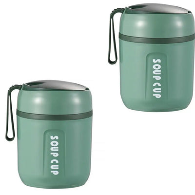 480ml Lunch Flask Stainless Steel Thermos Cup With Foldable Spoon Portable Food Flask Leak Proof Soup Flask For Kids Adult
