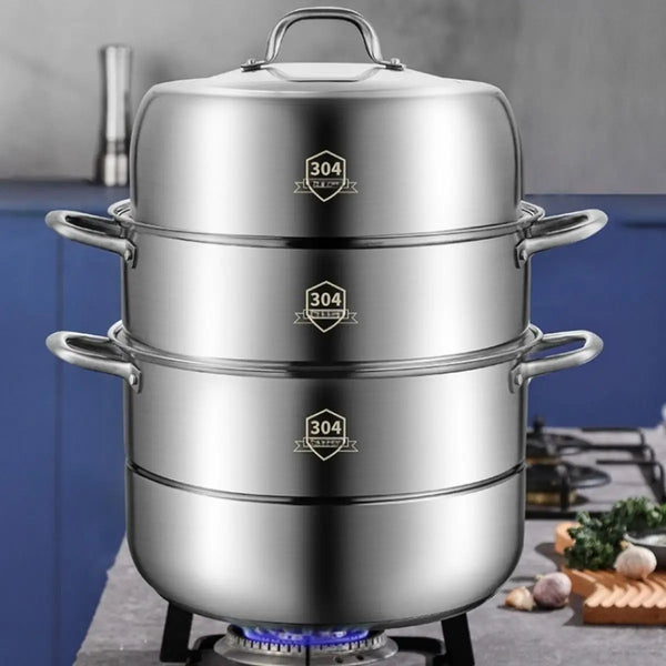 New Product 304 Stainless Steel Steamer Pot Soup Set Stainless Steel Cooker Cooking Soup Pot Steamer Pot - Eagle 