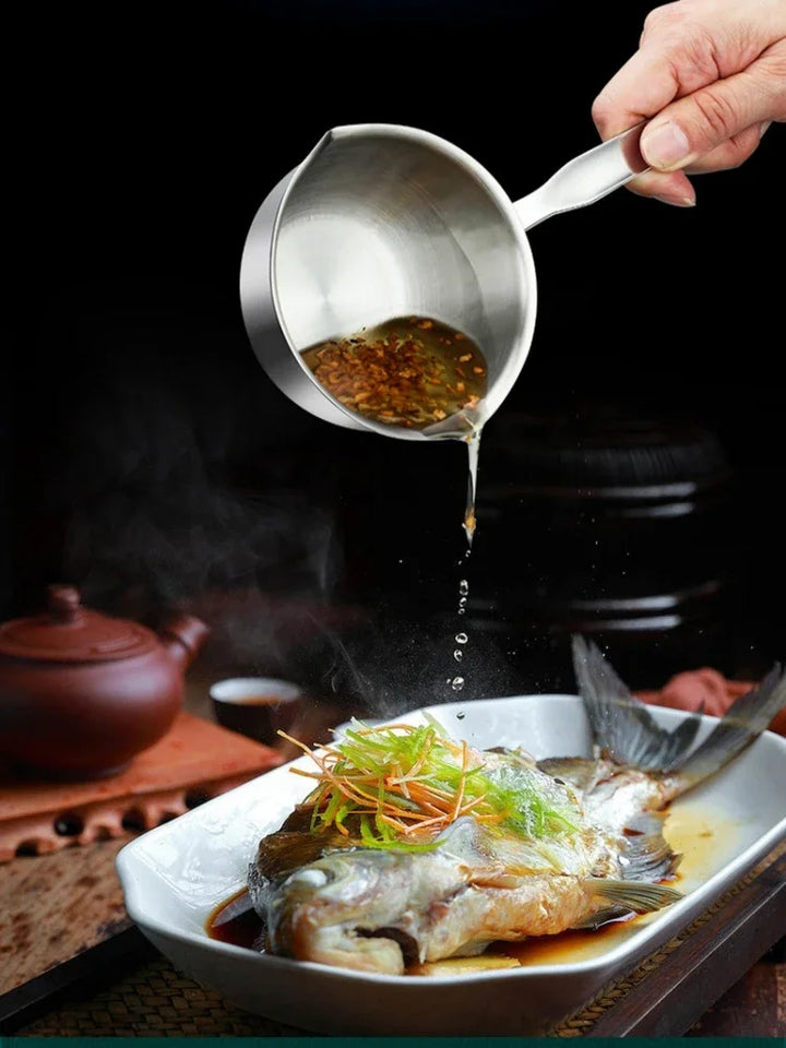 1Pcs Stainless Steel Oil Pot Wooden/Steel Handle Mini Soup Milk Pots Thicken Small Saucepan Cooking Tools Kitchen Accessories - Eagle 