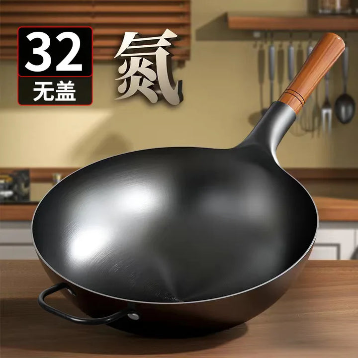Vintage iron wok for home use, uncoated non-stick frying pan, specifically designed for restaurant chefs using gas stoves - Eagle 