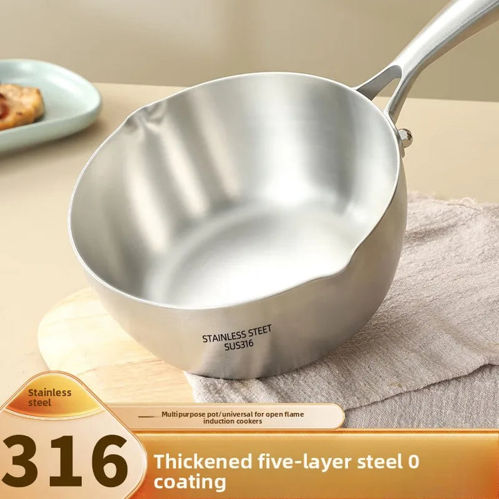 316 stainless steel flat-bottomed pan for household use, with thickened non-stick coating. Suitable for heating milk and cooking - Eagle 