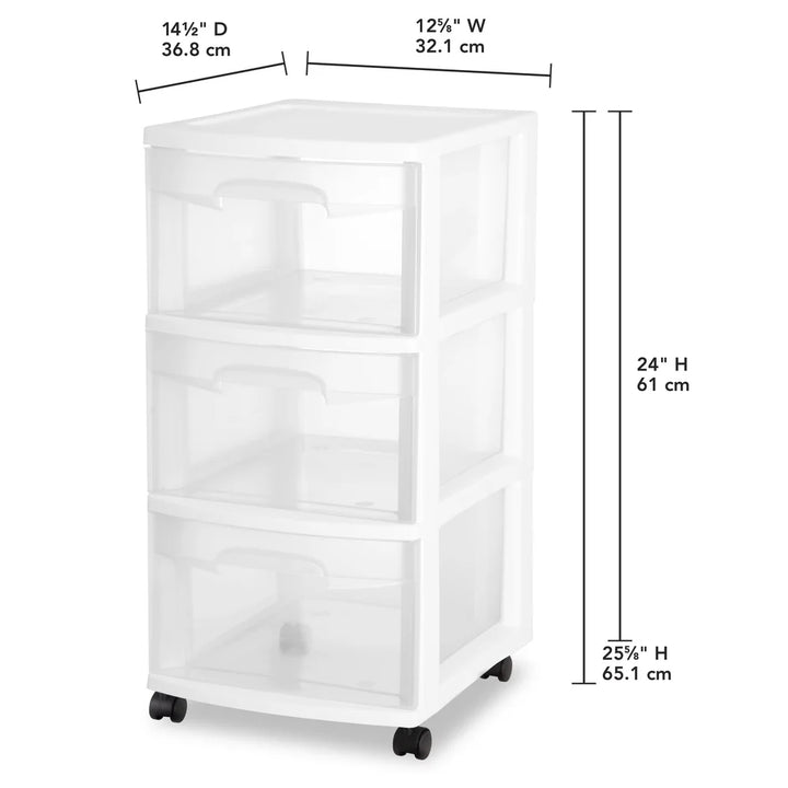 3 Drawer Plastic Storage Cart Rolling Organizer Multi-purpose Clear Bins Bedroom Kitchen Bathroom Craft Room Toy Organizer - Eagle 