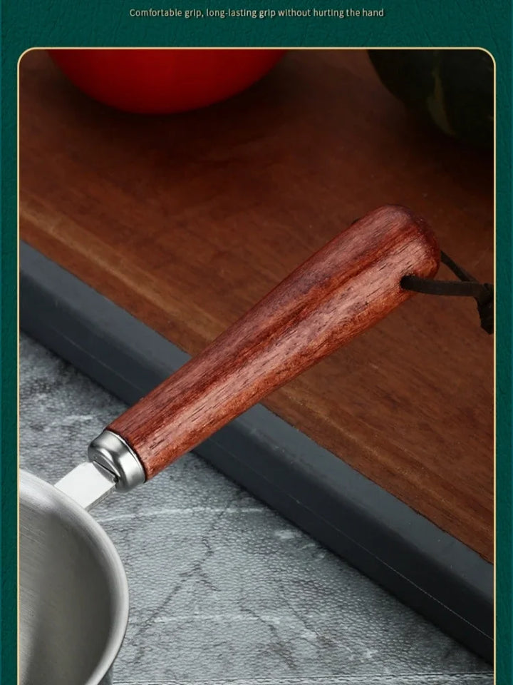 1Pcs Stainless Steel Oil Pot Wooden/Steel Handle Mini Soup Milk Pots Thicken Small Saucepan Cooking Tools Kitchen Accessories - Eagle 