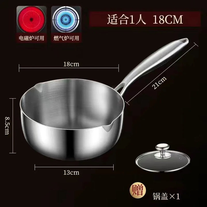 316 stainless steel flat-bottomed pan for household use, with thickened non-stick coating. Suitable for heating milk and cooking - Eagle 