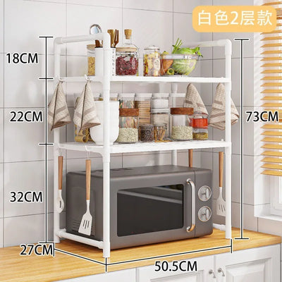 Kitchen with armrest, hook, seasoning sorting rack, microwave oven rack, widened and thickened oven, bread machine storage rack