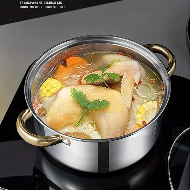 5-Piece Golden Stainless Steel Cookware Set - Durable, Multi-Purpose, Easy to Clean, Compatible with All Stoves, Non-Stick, - Eagle 