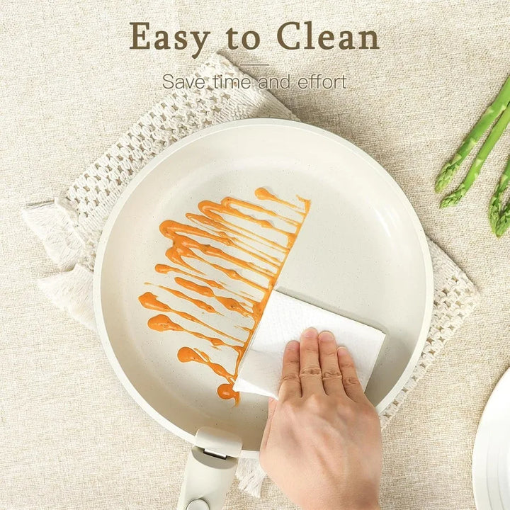 21Piece Ceramic Cookware Set with Detachable Handles for Healthy Cooking NonStick NonToxic PFAS PFOA PTFE Free Suitable for Dis - Eagle 