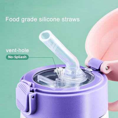 500ML Kids Thermos Bottle Stainless Steel Straw Thermos Mug Leak-Proof Vacuum Flask Children Thermal Water Bottle For School