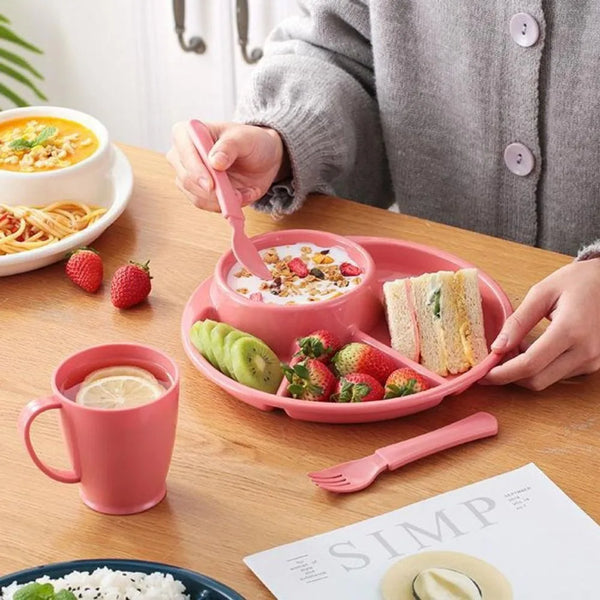 Japanese-Style Round Divided Plate – 4-Grid Plastic Serving Tray - Eagle 