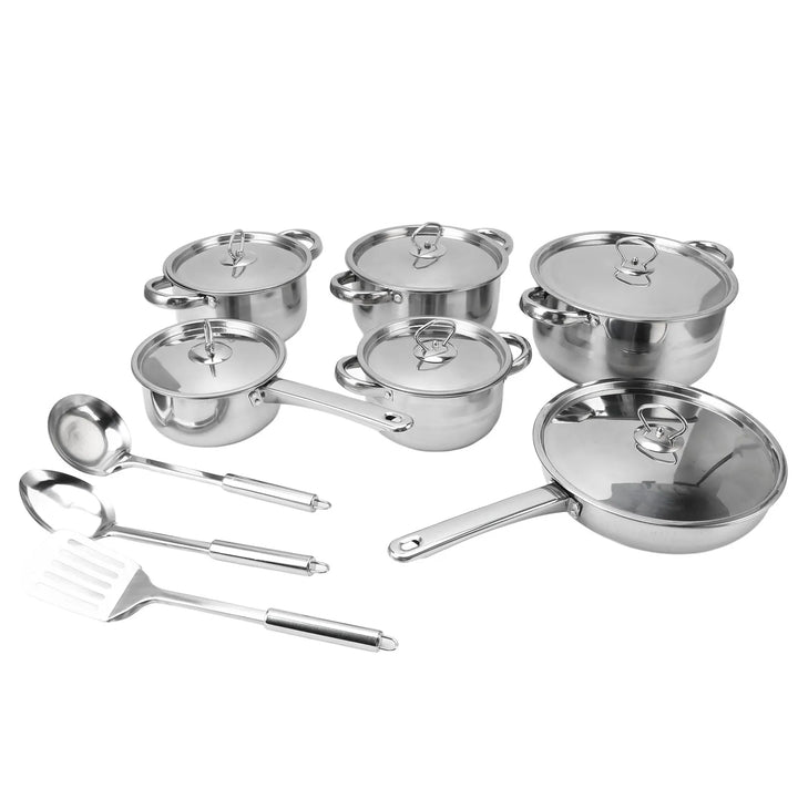 Stainless Steel Cookware Set Kitchen Cookware Set Stainless Steel Pots Pans Set with Soup Pot Saute Pan Lids for Home Cooking - Eagle 
