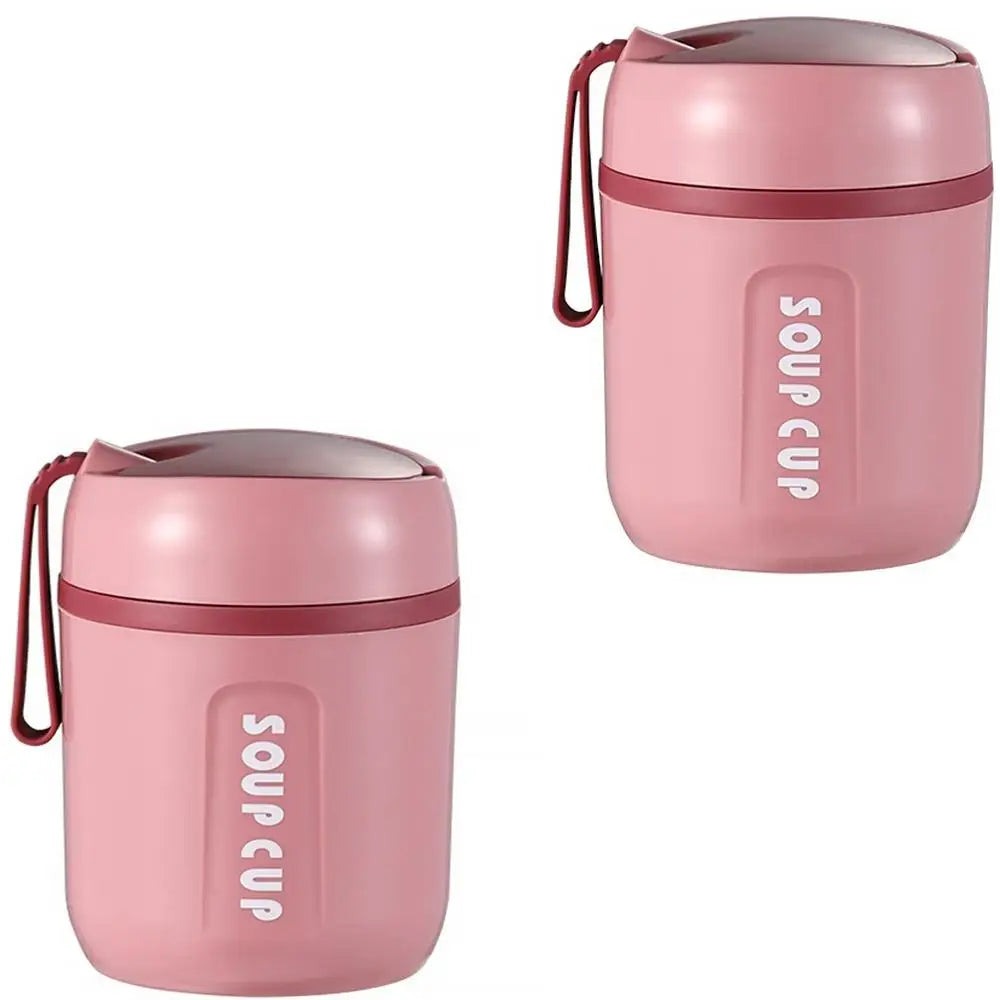 480ml Lunch Flask Stainless Steel Thermos Cup With Foldable Spoon Portable Food Flask Leak Proof Soup Flask For Kids Adult