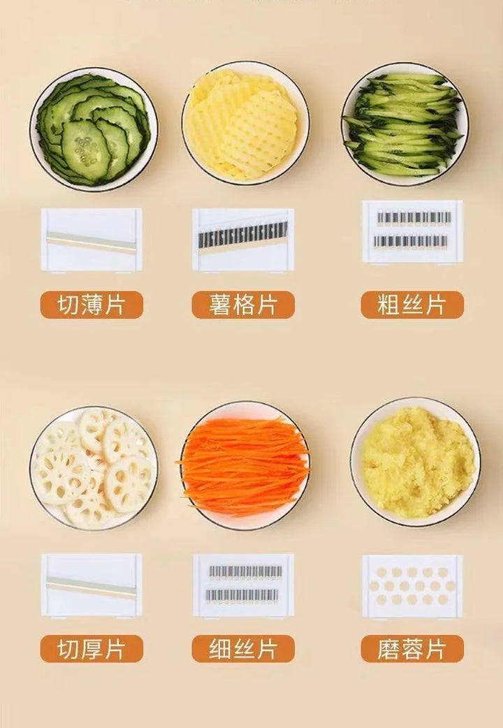 6 in 1 Stainless Steel Multifunctional Safe Manual Vegetable Slicer Cutter Kitchen Potato Shredders Garlic Carrot Grater Chopper - Eagle 