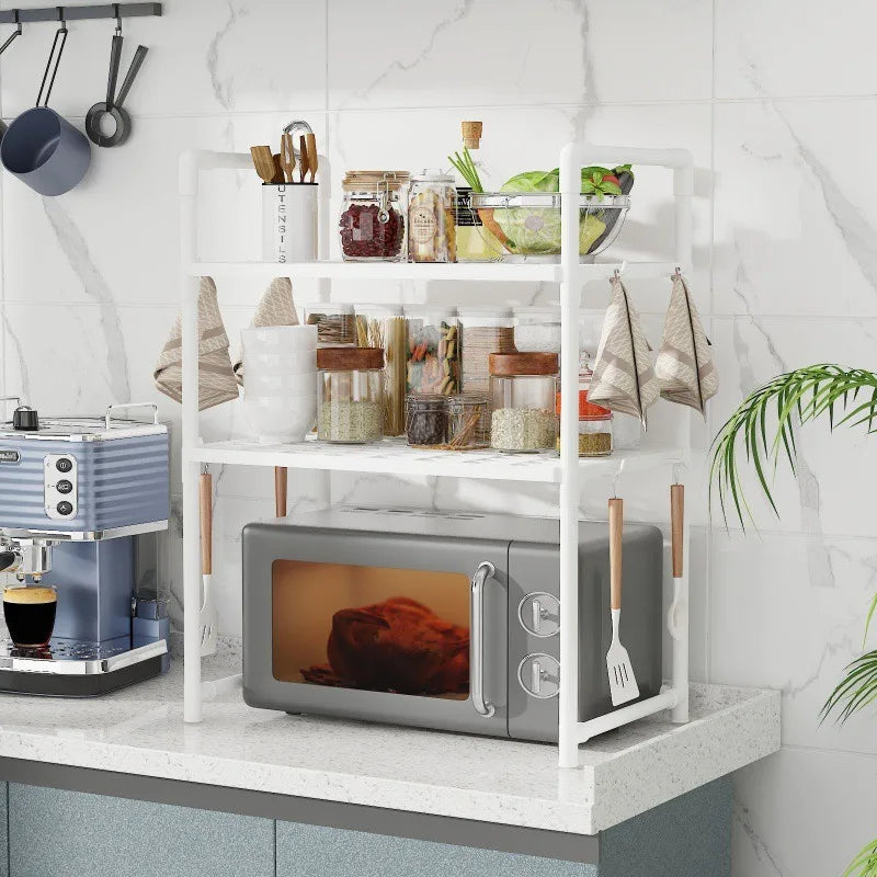 Kitchen with armrest, hook, seasoning sorting rack, microwave oven rack, widened and thickened oven, bread machine storage rack