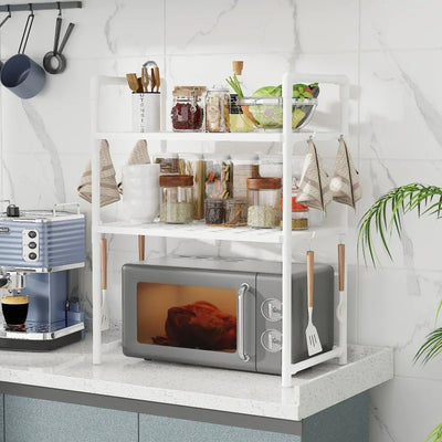 Kitchen with armrest, hook, seasoning sorting rack, microwave oven rack, widened and thickened oven, bread machine storage rack