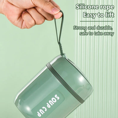 480ml Lunch Flask Stainless Steel Thermos Cup With Foldable Spoon Portable Food Flask Leak Proof Soup Flask For Kids Adult
