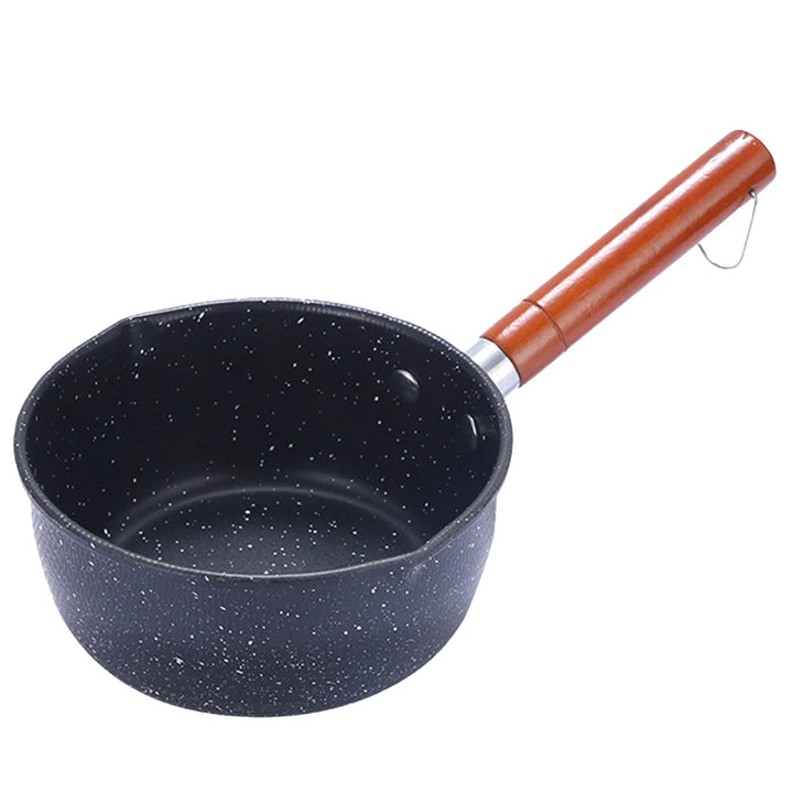 Non-Stick Sauce Pan Soup Pot with Pour Spout Milk Saucepan Wooden Handle Stick Proof Sauce Pan 14cm for Home Kitchen - Eagle 