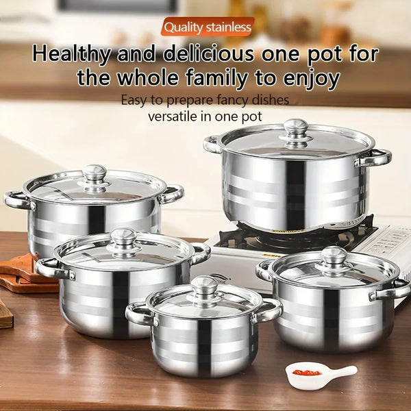 5pcs cookware set   of stainless steel pots,,  stainless steel cooking pot,  suitable for induction cookers and gas stoves， - Eagle 