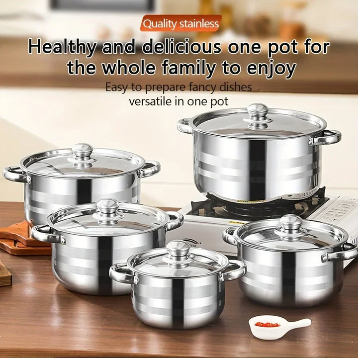 5pcs cookware set   of stainless steel pots,,  stainless steel cooking pot,  suitable for induction cookers and gas stoves， - Eagle 