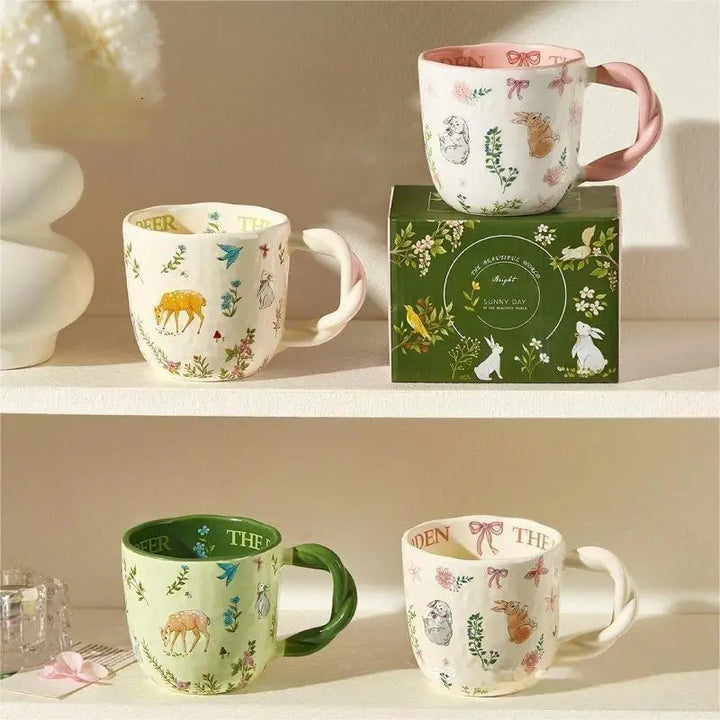 Mori cloth texture ceramic cup creative Fried Dough Twists handle cartoon coffee cup - Eagle 