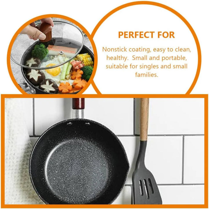 Non-Stick Sauce Pan Soup Pot with Pour Spout Milk Saucepan Wooden Handle Stick Proof Sauce Pan 14cm for Home Kitchen - Eagle 