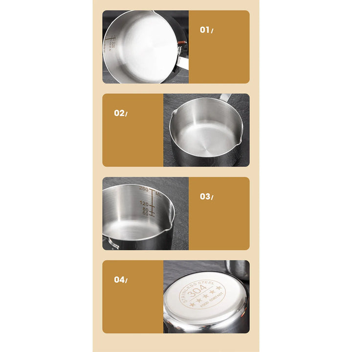 304 Stainless Steel Mini Soup Pot with Wooden Handle Condiment Sauce Pan Small Saucepan for Making Sauces Heating Milk Kitchen - Eagle 