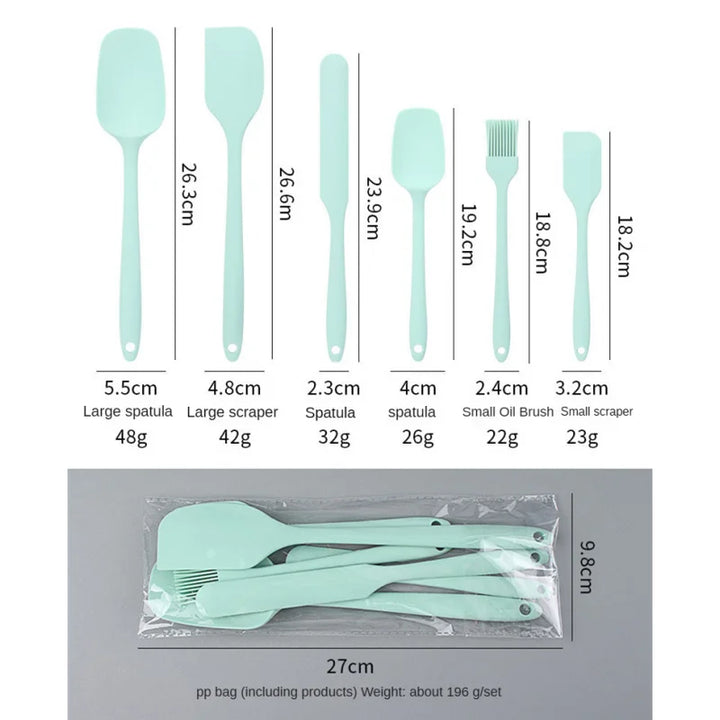6pc Silicone Spatula set for baking-cake frosting kit with brush, non-stick scrapers & cream spreads |   cute kitchen gadgets - Eagle 
