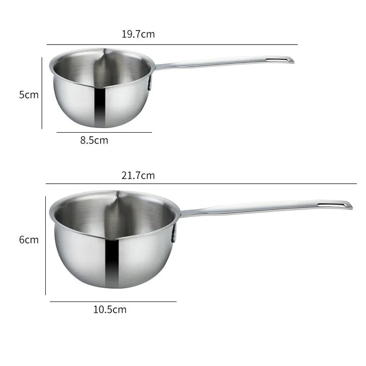 1Pcs Stainless Steel Oil Pot Wooden/Steel Handle Mini Soup Milk Pots Thicken Small Saucepan Cooking Tools Kitchen Accessories - Eagle 