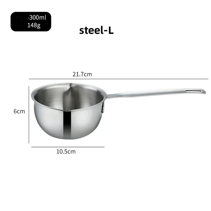 1Pcs Stainless Steel Oil Pot Wooden/Steel Handle Mini Soup Milk Pots Thicken Small Saucepan Cooking Tools Kitchen Accessories - Eagle 