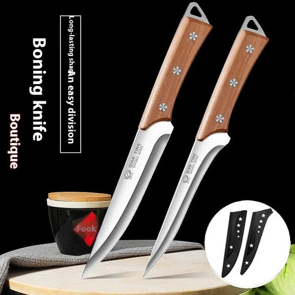 Stainless Steel Fillet Boning Knife Professional Chef's Kitchen Knife Forged Meat Cleaver Fish Slicing Knife Wooden Handle - Eagle