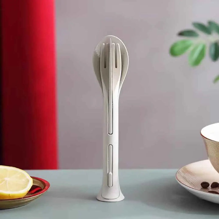 Camping 3PCS Portable Tableware Set Wheat Straw Dinnerware Detachable Cutlery Travel Tableware Picnic Dinnerware Set - Eagle 