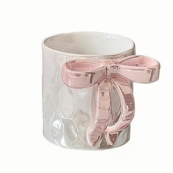 Ins style dreamy bow ceramic mug with high aesthetic value, drinking cup, coffee cup - Eagle 