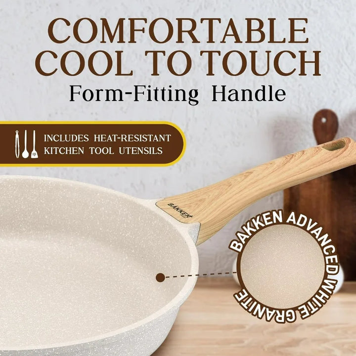 BakkenSwiss 20Piece Kitchen Cookware Set Granite NonStick Surface for Efficient Cooking EcoFriendly Materials Compatible with A - Eagle 