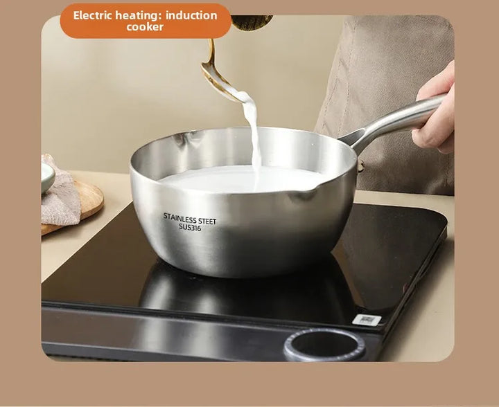 316 stainless steel flat-bottomed pan for household use, with thickened non-stick coating. Suitable for heating milk and cooking - Eagle 