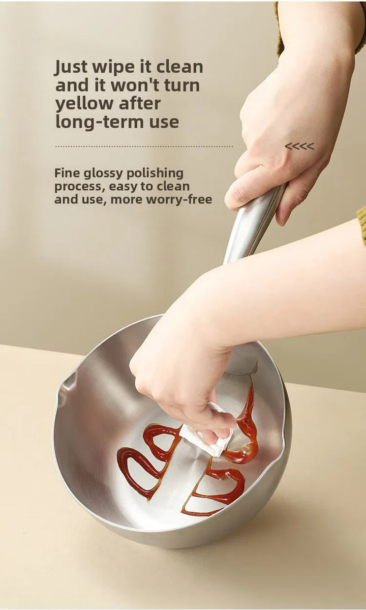 316 stainless steel flat-bottomed pan for household use, with thickened non-stick coating. Suitable for heating milk and cooking - Eagle 