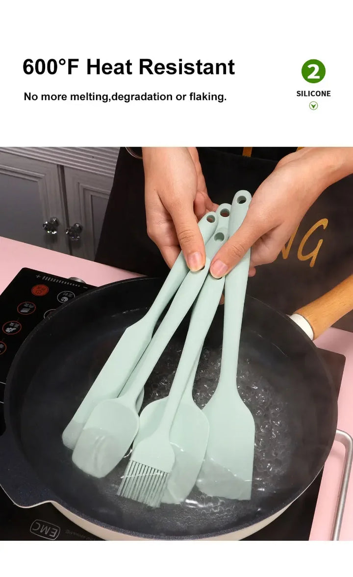 6 Pieces Silicone Spatula Set Food Grade Non Stick Heat Resistant Spatulas Turner for Cooking Baking Mixing Baking Tools - Eagle 