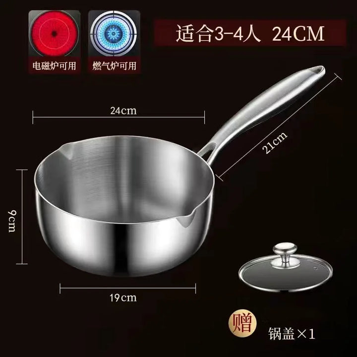 316 stainless steel flat-bottomed pan for household use, with thickened non-stick coating. Suitable for heating milk and cooking - Eagle 
