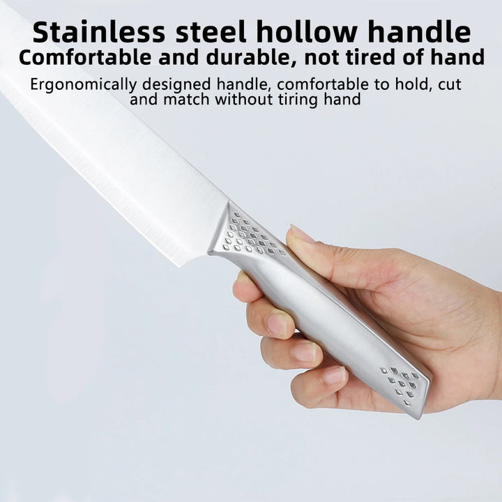 8pcs Kitchen Knives Set 3CR13 Stainless Steel Chef's Knife Meat Cleaver with Block for Kitchen Fruit and Vegetable Cutting Knife - Eagle 