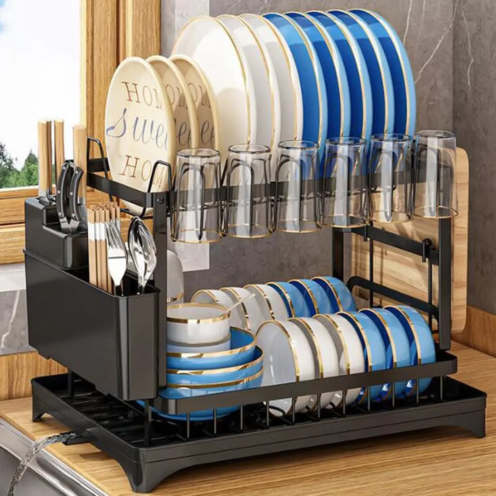 Pink Dish rack, kitchen storage organizer for bowls and plates, snap-on design, no drilling install, trendy home appliance - Eagle 