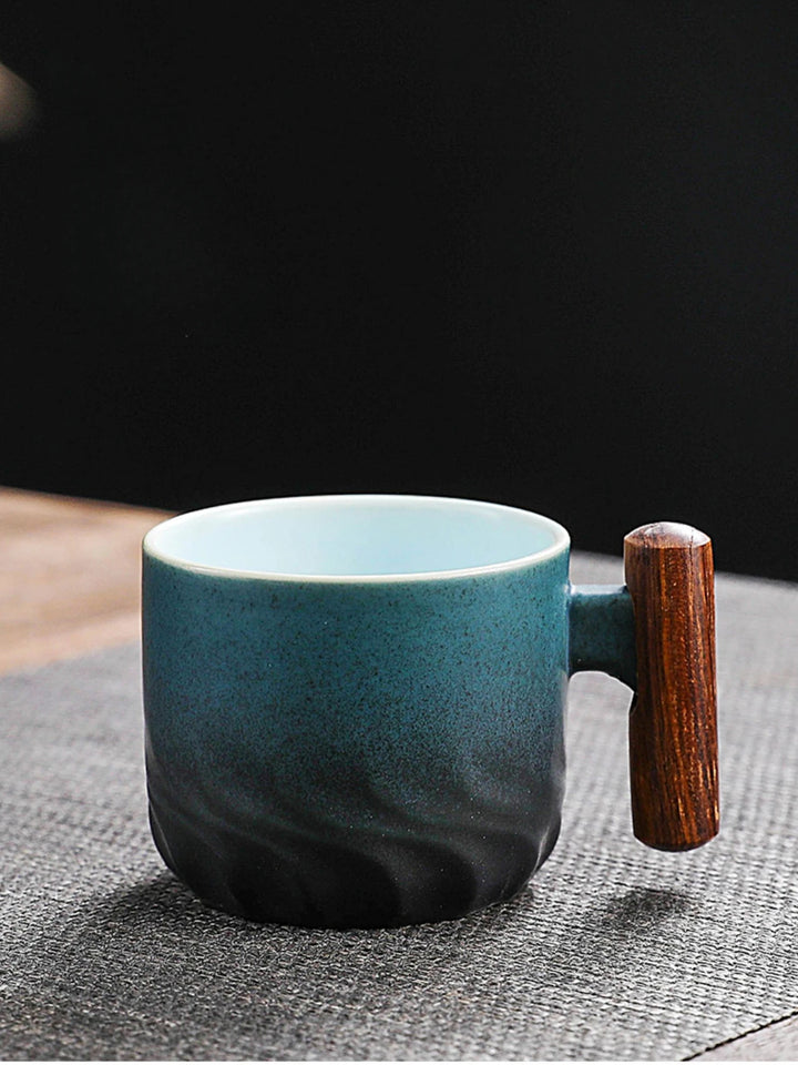 Creative Handmade Exquisite Coffee Cup Vintage Coffee Cup With Wooden Handle Mug Cups Mugs Drinkware Kitchen Dining Bar Home - Eagle 