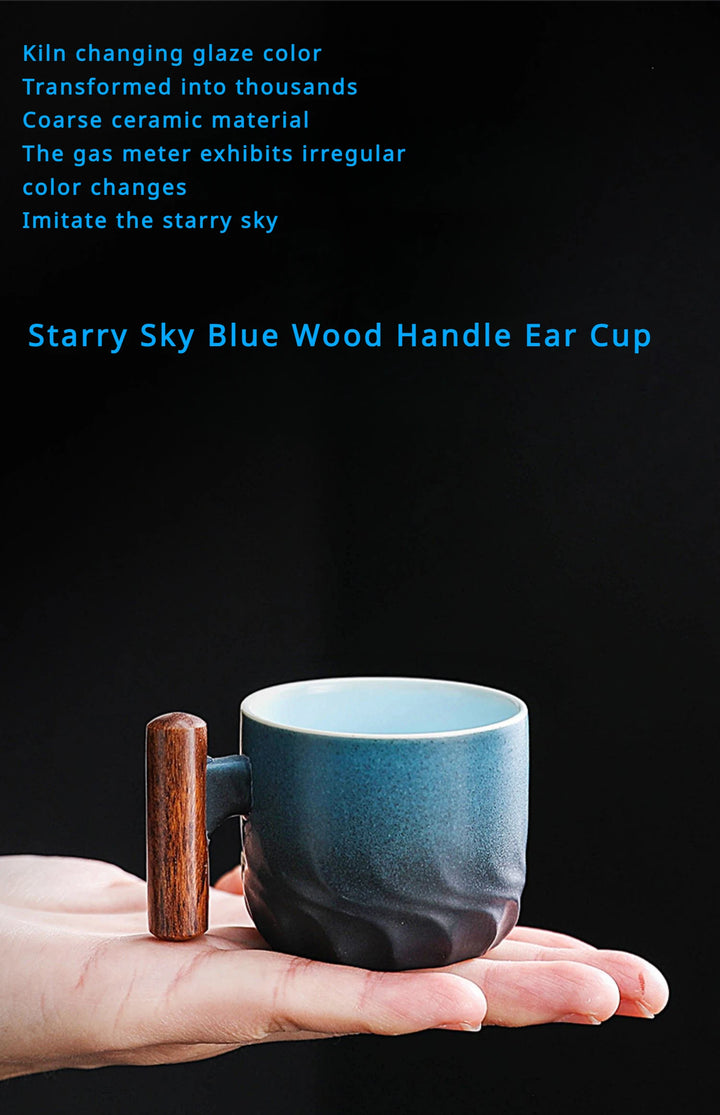 Creative Handmade Exquisite Coffee Cup Vintage Coffee Cup With Wooden Handle Mug Cups Mugs Drinkware Kitchen Dining Bar Home - Eagle 