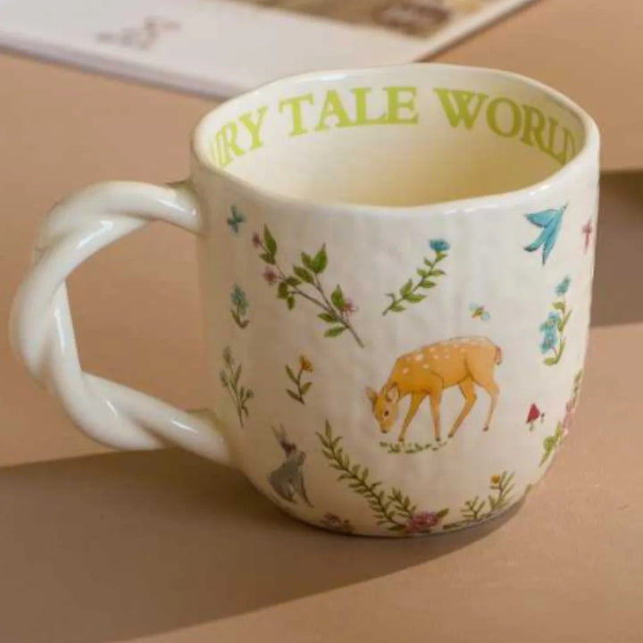 Mori cloth texture ceramic cup creative Fried Dough Twists handle cartoon coffee cup - Eagle 