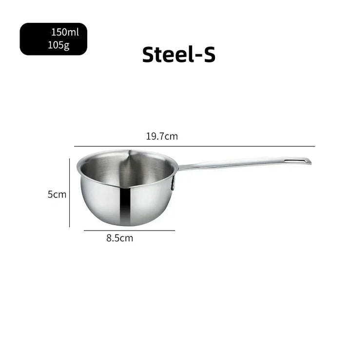 1Pcs Stainless Steel Oil Pot Wooden/Steel Handle Mini Soup Milk Pots Thicken Small Saucepan Cooking Tools Kitchen Accessories - Eagle 
