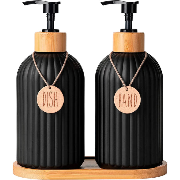 Kitchen Black Soap Dispenser Bottle Set - Eagle 