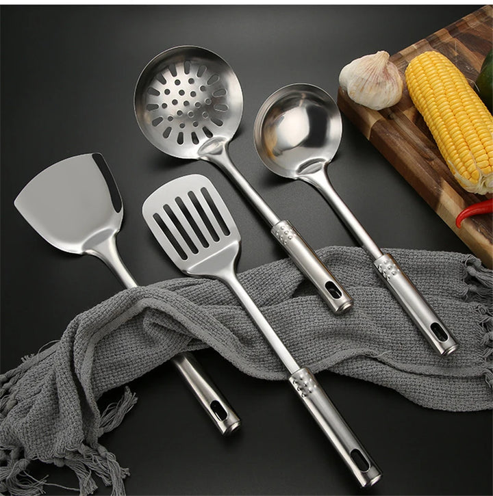 Kitchen Stainless Steel Korean Style Kitchenware Pots Set Cooking Tableware Food Rice Soup Spoon Colander Spatula Accessories - Eagle 