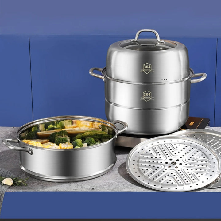 New Product 304 Stainless Steel Steamer Pot Soup Set Stainless Steel Cooker Cooking Soup Pot Steamer Pot - Eagle 