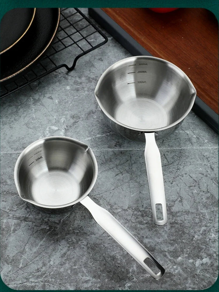 1Pcs Stainless Steel Oil Pot Wooden/Steel Handle Mini Soup Milk Pots Thicken Small Saucepan Cooking Tools Kitchen Accessories - Eagle 