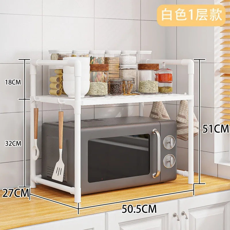 Kitchen with armrest, hook, seasoning sorting rack, microwave oven rack, widened and thickened oven, bread machine storage rack
